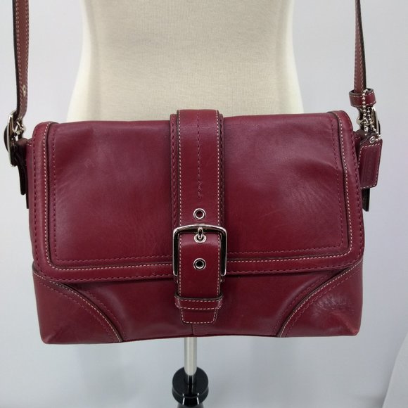 Coach Handbags - Coach Crossbody Handbag Cordovan Red Leather Flap